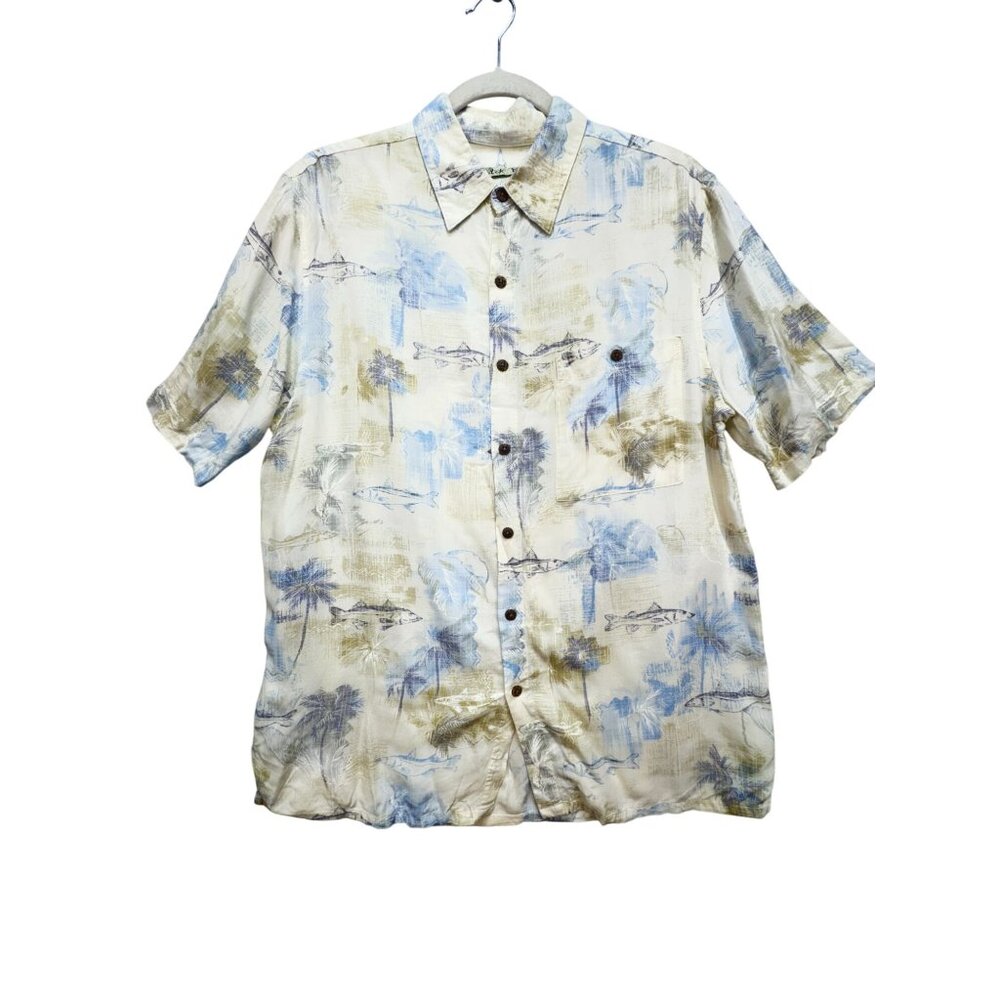 Batak Bay Mens Hawaiian Button Up Shirt Size M Tropical  Short-Sleeve